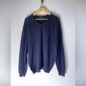 clan douglas cashmere sweater Made In‎ Scotland Blue V Neck Large
